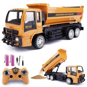 Jiakora Camion-Benne Télécommandé, Véhicule de Construction RC pour Enfants avec Lumière et Son, 2,4 GHz Camion Chantier Télécommandée Cadeau pour Garçon de 3+Ans, Cadeau de Noël et d'anniversaire (Jiakora-FR, neuf)