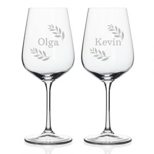 Wanapix | Pack 2 Verres à Vin Personnalisés | Verre à Vin en cristal gravés | Pack de Verres à Vin en cristal Bohème personnalisables par gravure | Name (Wanapix, neuf)