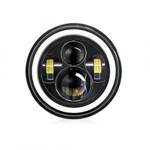 Shkalacar 7 Pouces Phare de Travail LED Voiture Moto Phare LED avec DRL/Clignotant/Feux de Croisement/Feux de Route 7 ''Phare Rond 6000K 100W IP67 étanche (RaiJun, neuf)