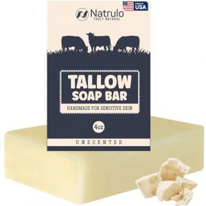 Natrulo - Savon à la barre de sébum de boeuf: savon de sébum de vache alimenté à l'herbe entièrement naturelle sans parfum: gel de bain hydratant pour le visage et le corps (Fijntek, neuf)