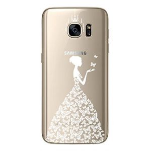 NOVAGO Compatible avec Samsung Galaxy S7 Coque Transparente Souple Ultra Slim et Solide avec Impression Robe Blanche (NOVAGO-Vendeur PRO français, neuf)