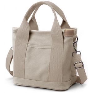 Halemet Petit sac fourre-tout avec fermeture &eacute;clair pour femme - Sac &agrave; bandouli&egrave;re en toile - Cartable - Sac besace 2023, kaki clair, Small (嗷嗷叫, neuf)