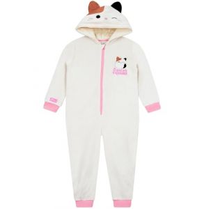 Squishmallows Chat Surpyjama Fille | Combinaison Enfant Polaire | Grenouillere Enfant | Pyjama Chaud | Blanc 9-10 Ans (Character FR, neuf)
