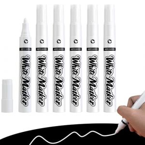Unicavu 6&times; Feutres Blancs Effa&ccedil;ables pour Tableau Noir, Marqueur Craie Liquide &agrave; Pointe Fine 3mm, Stylo Craie Blanc Feutre Fenetre Effacable pour Verre Fen&ecirc;tre Ardoise M&eacute;tal Plastique, Non Toxique (NenJiangJie, neuf)