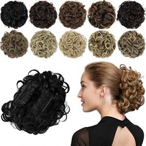 PARXITN Chignon Postiche Chignon boucl&eacute; Chignon Scrunchie Extensions de cheveux synth&eacute;tiques Peigne en chignon en d&eacute;sordre Postiche pour femme (HAIRREAL, neuf)