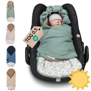 ULLENBOOM&reg; Couverture nomade enveloppante &eacute;t&eacute; b&eacute;b&eacute; &ndash; si&egrave;ge auto & poussette, Nids d&lsquo;ange, 0&ndash;9 mois, Vert Floral (ULLENBOOM, neuf)