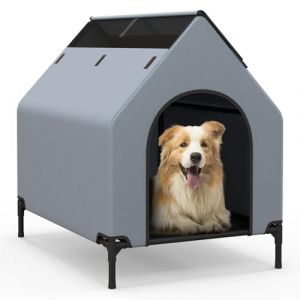 COSTWAY Niche pour Chien Exterieur Interieur, 64 x 91 x 86 cm, Niches &agrave; Chien, Fen&ecirc;tre Ventil&eacute;e, Housse Amovible, Chenil pour Chien Exterieur, Tissu Oxford, Lit Chien de Petit, Capacit&eacute; 30 kg (FDS GmbH, neuf)