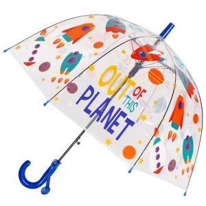 Parapluie pour enfant avec toit en dôme - Design léger et mignon - Protection contre le vent et la pluie - En forme de cloche - Transparent - Cadeaux pour enfants, Dirigeable orange, S (VICOPICO, neuf)