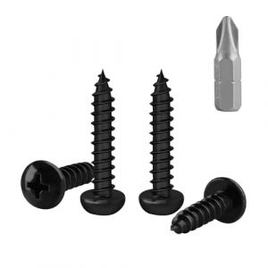 150 Pcs M4 Vis Bois Autotaraudeuses à Tête Bombée, Vis à Bois Noires, Visser Autoperceuses, Visser à Tête Ronde Cruciforme pour Meubles Métal, M4x25mm (YuShiLiu, neuf)
