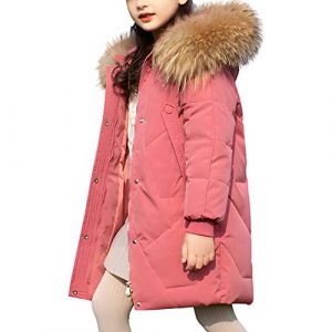amropi Enfant Fille Manteau Parka Veste &agrave; Capuche Fourrure Longue Chaud Hiver Blouson Rose, 13-15 Ans (YunBao Footwear Trade, neuf)