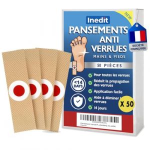 Pansement Verrue Plantaire - 50 Pièces - Anti Verrue - Traitement Verrues Resistantes Pieds & Mains – Pansements Coricides A l'acide salycilique Traitent et Soulagent la Douleur (standard, 50, unité) (Brio&Co, neuf)