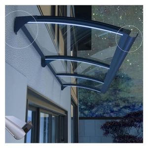 Marquise de Porte Exterieur,Auvent de Porte d'Entr&eacute;e &Eacute;vier,Auvent de Fen&ecirc;tres Autonettoyant &agrave; l'eau de Pluie,Auvent Marquise de Protection UV, Drainage des Deux c&ocirc;t&eacute;s (Size : 80x200cm/32x79in) (Wang-hui, neuf)