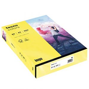 inapa Tecno Colors Lot de 500 feuilles de papier coloré Jaune Format A3 80 g/m² (versando®, neuf)