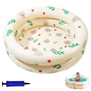 SilverChry Piscine Enfant, Piscine Pataugeoire Bebe, Piscine Gonflable Enfant, Piscine Gonflable à Double Anneau en PVC Premium de Qualité avec Fond de Bulle de Sécurité Gonflable (Ours) (ZHSHE, neuf)