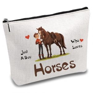 CREATCABIN Trousse Maquillage Toile Chevaux Trousse Cosm&eacute;tiques Trousse Stylos Polyvalente Pochette &agrave; Fermeture &Eacute;clair Trousse Sac Rangement Voyage Sac Main Organisateur Rangement Maquillage 25x18cm (CREATCABIN FR, neuf)