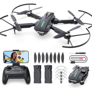 Drone DEERC D75 avec Cam&eacute;ra HD 4K, Quadricopt&egrave;re FPV Pliable pour Enfants et Adultes, 32 Min de Vol, Moteurs Brushless, Commande Vocale/Gestuelle, Tap Fly, 3 Vitesses, Id&eacute;al pour D&eacute;butants (DroneGuy, neuf)