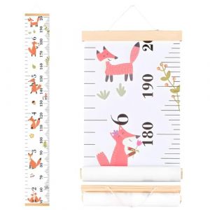 CREATCABIN Tableau Croissance Hauteur Animaux Tableau Croissance Dessin Anim&eacute; Mural Accrocher Tableau Croissance Mesure R&egrave;gle D&eacute;cor Mural Croissance Hauteur Amovible pour D&eacute;coration 150x20cm Renard (CREATCABIN FR, neuf)