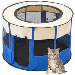 Floving Cl&ocirc;ture Ronde int&eacute;rieure/ext&eacute;rieure pour Parc Animalier Portable Pliable (Blue-s) (KooMover, neuf)