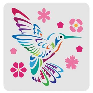 FINGERINSPIRE Colibri Pochoir Décoration Modèle 30x30cm en Plastique Oiseau Fleur Dessin Peinture Pochoir Carré Pochoirs Réutilisables pour Créer DIY Colibri Artisanat et Décoration (FINGERINSPIRE FR, neuf)