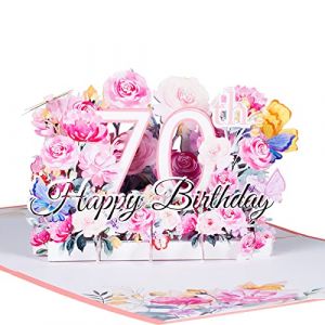 Carte Anniversaire, Pop-up 3D Carte Anniversaire 70 Ans, Carte avec Fleurs et Papillons,30 Happy Birthday,Carte d'anniversaire avec Enveloppe (ANEWISH-FR, neuf)