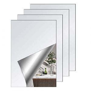 CINGHIA Miroir Adhesif Mural,4Pcs Miroir Mural Autocollant, sans Cadre,20 x 30cm Feuille Miroir Acrylique,Miroir Adhesif Porte pour à Collersalle de Bainsalonchambre (Cinghia, neuf)