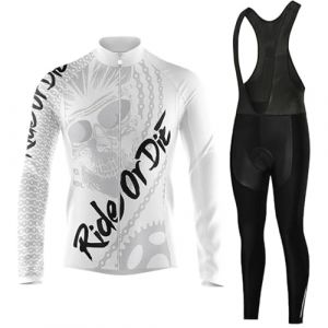 Maillot Cyclisme Homme Tenue de Cycliste Manche Longue,Vêtements de Velo VTT MTB Jerseys et Pantalon à Bretelle avec 9D Coussin Gel,Ensemble Combinaisons de Cycling Respirant Séchage Rapide(15,XL) (DaWan-USA, neuf)