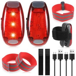 Lot de 2 lampes clignotantes LED pour cartable - Chargement USB - Clignotant - Clip de s&eacute;curit&eacute; - Lampe de s&eacute;curit&eacute; pour poussette - Lumi&egrave;re de course pour animaux de compagnie - Avec 2 bandes (huanhanglingtng, neuf)
