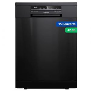 GEDTECH Lave-vaisselle GLV1542DX 15cv - Tiroir à couverts - 42 dB - Ultra silencieux - Départ Différé - Eco - Intensif - Rapide – Faible conso - Classe C - Dark Inox - Protection enfant (THE BEST PRICE, neuf)