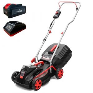Lehmann LGALM-4032 Tondeuse à Gazon, 40V, Jusqu'à 250 m², 32 cm de Coupe, 30 litres Bac de Ramassage, 20-60 mm Hauteur de Coupe, Moteur sans Balais, INCL. Batterie 4,0 Ah + Chargeur (KT-24, neuf)