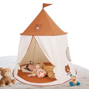 Tente de jeu, pour enfant, tente de jeu, pour enfant, tente de château, portable, pop-up, style indien, maison de jardin, maison de jeu, pour chambre d'enfant, cadeau d'anniversaire, de Noël (ours (lishuiwenle, neuf)