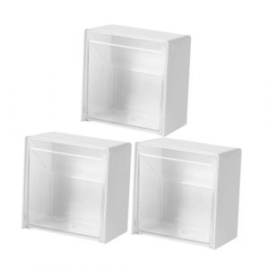 Hemobllo 3 pi&egrave;ces Bo&icirc;te de Rangement Murale pour Coton-tiges et Boules de Coton Organisateur Mural Salle de Bain Blanc Support et Gain de Place pour Cosm&eacute;tiques (Leopolerd, neuf)