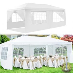 RELAX4LIFE Tonnelle de Jardin Ext&eacute;rieur 3x6 Imperm&eacute;able, Barnum 3x6 avec 6 Parois Amovibles, Tente de Reception en PE, Sac de Transport, Facile &agrave; Monter pour Mariage March&eacute; (3X6 | 6 B&acirc;ches) (RELAX4LIFE, neuf)