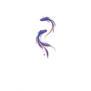 Tatouage temporaire coloré motif poisson rouge koï bleu et violet, imperméable et durable, pour poignet féminin, faux tatouages(01) (CHJWEIHHERT, neuf)