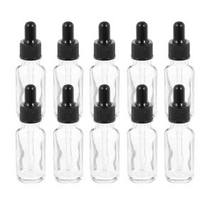 Angoily Lot de 10 Flacons Compte-Gouttes en Verre Transparent 20 Ml pour Huiles Essentielles Rechargeables et &Eacute;tanches Flacons de Voyage Pr&eacute;cis pour Aromath&eacute;rapie et Cosm&eacute;tiques (Ceoning, neuf)