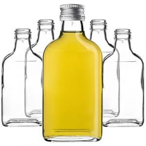 KADAX Flasque 200ml, 5 pi&egrave;ces, petites bouteilles en verre avec bouchon &agrave; vis, flacons, bouteilles vides &agrave; remplir, mini bouteilles de liqueur, bouteilles d'eau-de-vie (Argent) (KADAX, neuf)