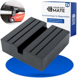 Support en Caoutchouc pour cric, 2 pièces, 75 x 75 x 25 mm parallélépipède, avec évidement en U de 10 x 9 mm, pour véhicules jusqu'à 3,5 T, Support de cric, Support de cric de manœuvre (Your Day Mate, neuf)