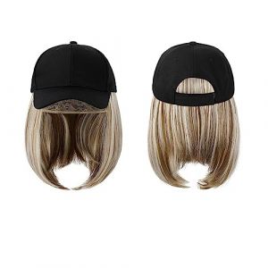 Perruque Avec Frange Chapeau Perruque Casquette de Baseball Perruque Synthétique Chapeau Avec Perruque De Cheveux Naturel Noir Perruques Naturellement Casquette Avec Perruque Chapeau Perruques Bobo Ré (fufufafabb, neuf)