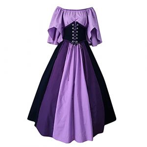 Robe Costume Medieval Femme Victorienne Steampunk Vintage Steampunk Costume Couleur D'épissure Corset Style de Cour Victorienne DéGuisement DéGuisements Dress Halloween Renaissance Robe Viking Femme (mailaoboss, neuf)