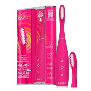FOREO ISSA 4 Brosse à dent électrique sonique 4-en-1 rechargeable – brosse a dent souple, blanchiment dentaire, tête remplaçable 12 mois, nettoyage ultra-hygiénique - Fuchsia (Foreo, neuf)