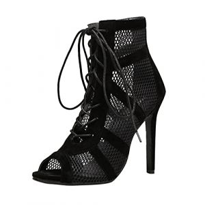 Chaussures de Danse Femme 10 cm Talons Heels Danse avec Bouche Confort Mesh Stiletto Sandales &agrave; Lacets Talons Hauts &agrave; Bout Ouvert pour Femmes Convient pour Les F&ecirc;tes et au Quotidien (A01-Black, 41) (enlisBis, neuf)