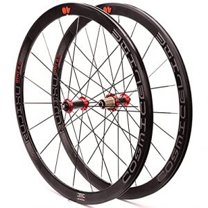 RUJIXU Paire Roues V&eacute;lo Route 700c Roue V&eacute;lo Course Jantes Double Paroi 40mm 8-11 Vitesses Cassette Moyeu en Fibre De Carbone Roue &Agrave; D&eacute;gagement Rapide Frein sur Jante 1900g (RURURUSHOP, neuf)