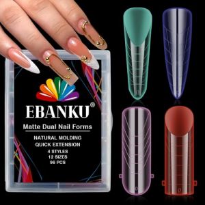 EBANKU 96PCS Poppit Ongle Kit, Réutilisable Mat Stiletto Amande Capsule Americaine Ongle Gel Nail d'extension Kit Multicolore Faux Ongles Couverture Complète, PMMA Gel Pose Manucure pour Femme Fille (EU-Prominer, neuf)