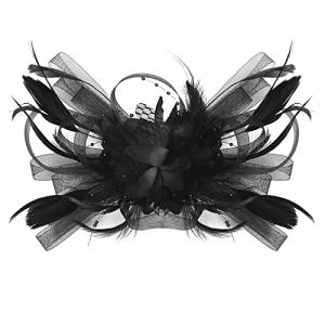 Bibi Mariage Chapeau Bibi de Cérémonie Coiffure Mariageavec Plume et Forme de Fleur Pince Cheveux Mariage Béret pour Mariage Cocktail Soirée (RUIXIAMUK, neuf)