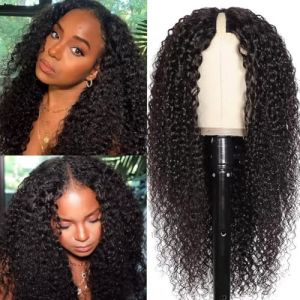 Perruque Femme Naturelle Br&eacute;silien Boucl&eacute;e V Part Wig Human Hair Perruque Afro Femme Human Hair Noir Cheveux Sans Colle 22 Pouce Kinky Curly Human Hair Wig No Leave Out Upgraded U Part Wigs For Women (chanxiu hair, neuf)