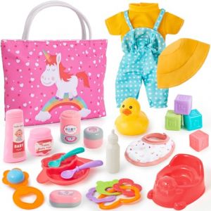 G.C Accessoire Poupee Bebe Jouet Fille 3 4 5 6 Ans, Accessoire Poupee avec Sac à Main & Vêtements & Pot Bebe & Biberon, Accessoires Poupée Jeu de Role Jouet Cadeau Fille Enfant (Poupée Non Inclus) (G.C EU, neuf)