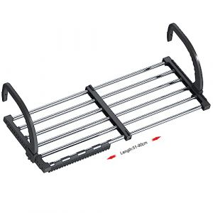 ANEWSIR Séchoir à Linge Balcon/Radiator/Mural, Etendoir à Linge Pliable en Acier Inoxydable, Télescopique Sèche Linge Suspendu (Longueur: 51-95 cm), Etendoir Chaussette Coupe-Vent Inclus. (Yiyanmei, neuf)