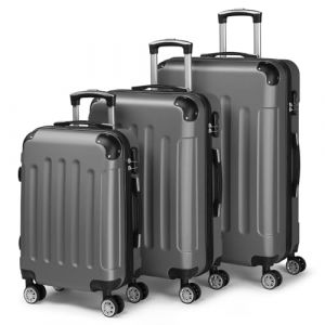LALAHO Set de 3 Valises de Voyage, Valise Grande Taille, Valise Cabine, Petite Valise, ABS avec Coins Renforcés, roulettes Pivotantes 360°, Cadenas et Poignée Télescopique (Gris foncé) (Sarefun, neuf)