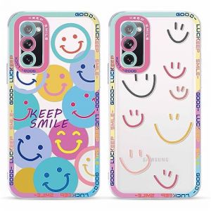 Yoedge 2 pi&egrave;ces Coque pour Samsung Galaxy S20 FE / S20 Lite 6,5" Motif de Emoji et Smile Fille Femme &Eacute;tui, Transparente Housse de Protection Antichoc TPU Mignon Aesthetic Design Case Cover (Somin Ivka EU, neuf)