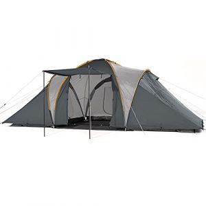 Skandika Tente d&ocirc;me Daytona 6 Personnes | Tente familiale avec 3 cabines de Couchage, Colonne d'eau 3000 mm, Hauteur 195 cm, moustiquaires, Store banne | Tente de Camping pour Famille, Amis (MAX Trader GmbH, neuf)