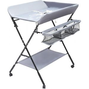 HarBin-Star Table à langer Baignoire, Station à langer pliable, Commode à langer mobile, table à langer pour bébé avec ceinture de sécurité et compartiments de rangement, station à langer (avec (HDPDZ, neuf)
